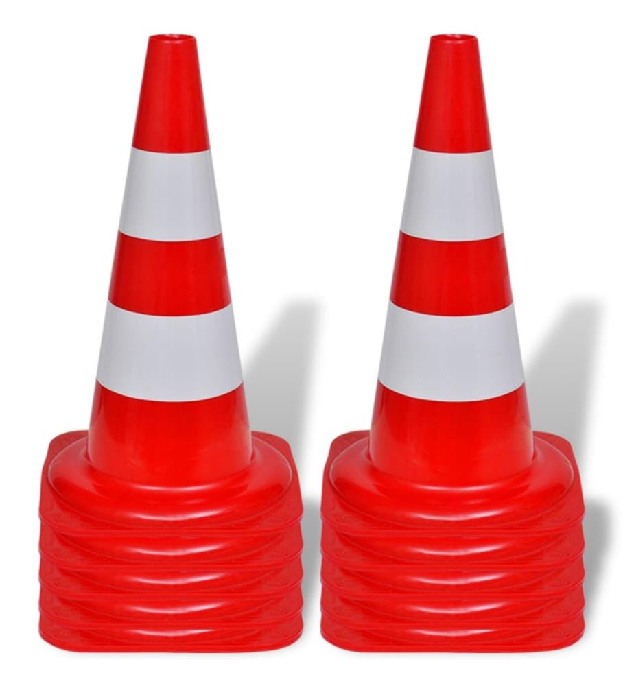 Cône de signalisation réfléchissant 10 pcs 50 cm Rouge et blanc