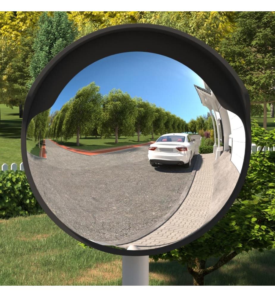 Miroir de circulation convexe extérieur noir Ø 60 cm Polycarbonate