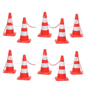 Leitkegel-Set mit 10 m Kette Rot und Weiss