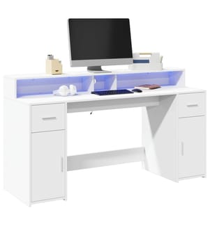 LED-Schreibtisch Weiss 160x55x91 cm Holzwerkstoff