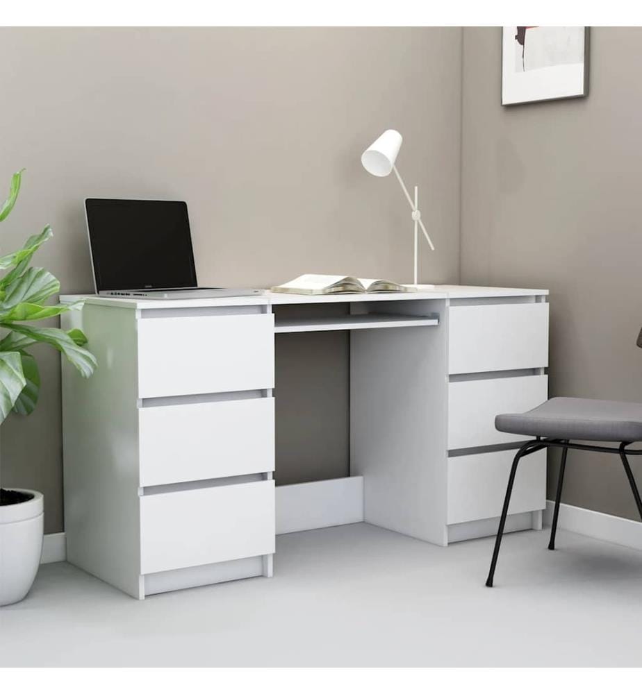 Bureau Blanc 140x50x77 cm Bois d'ingénierie