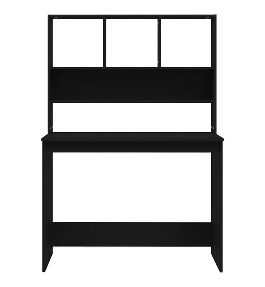 Bureau avec étagères Noir 102x45x148 cm Bois d'ingénierie