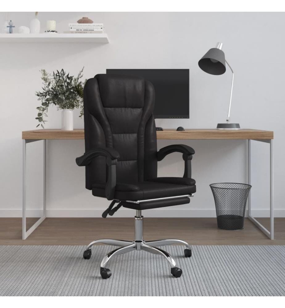 Bürostuhl mit Liegefunktion Schwarz Kunstleder