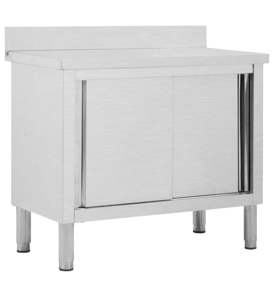 Arbeitsschrank mit Schiebetüren 100x50x(95-97) cm Edelstahl