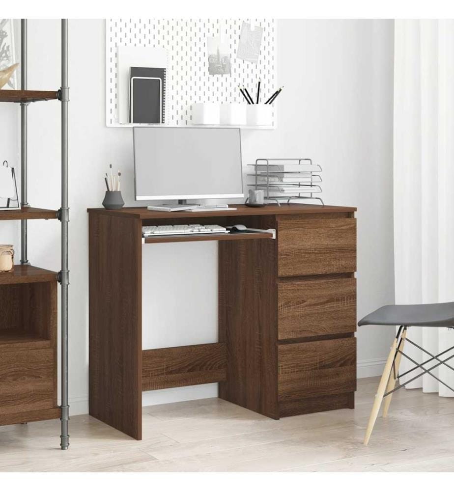 Bureau Chêne marron 90x45x76 cm Bois d'ingénierie