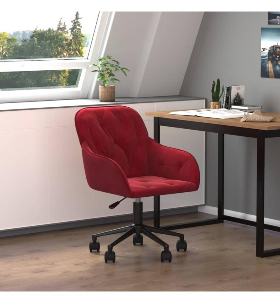 Bürostuhl Drehbar Weinrot Samt