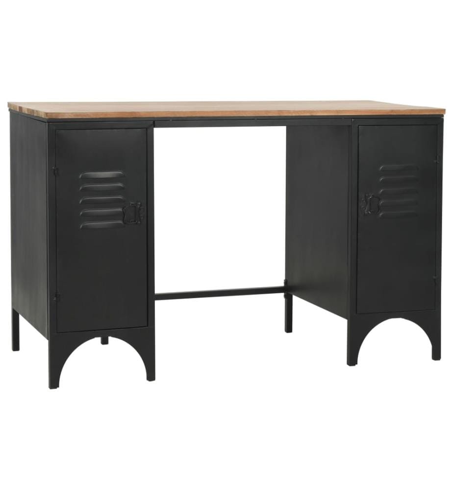 Bureau à double piédestal Bois de sapin et acier 120x50x76 cm