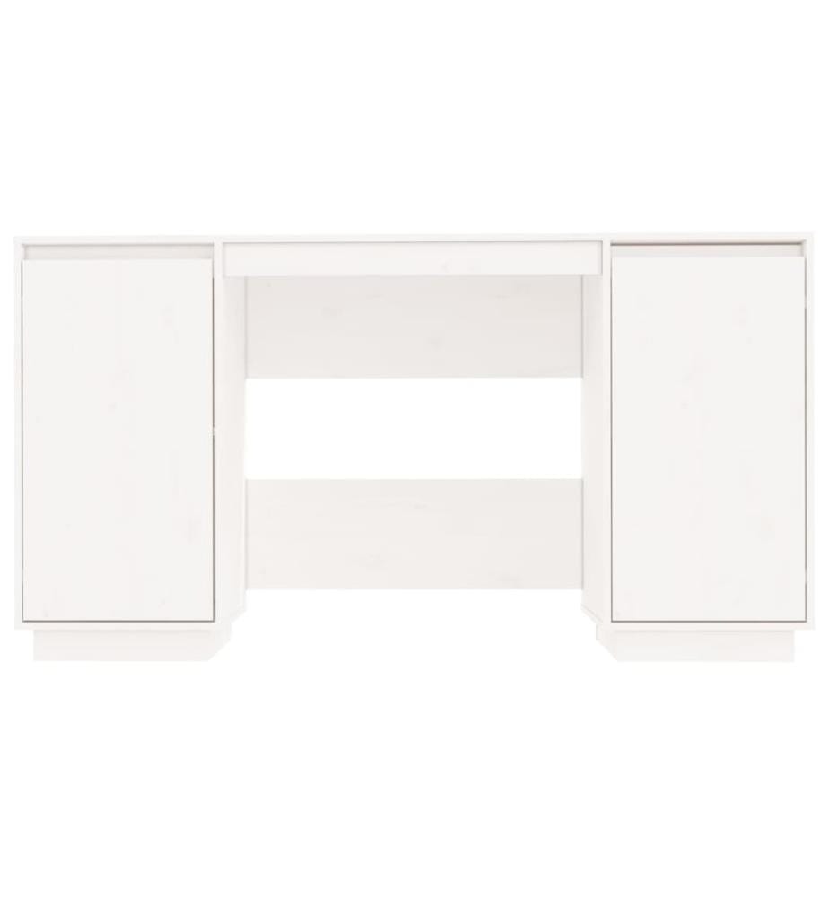 Bureau blanc 140x50x75 cm bois massif de pin