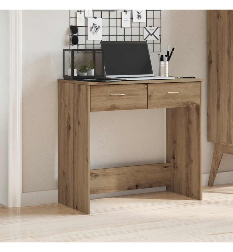 Bureau chêne artisanal 80x40x75 cm bois d'ingénierie