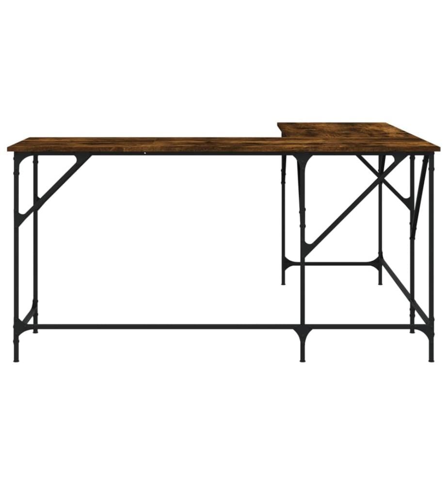 Bureau chêne fumé 149x149x75 cm bois d'ingénierie