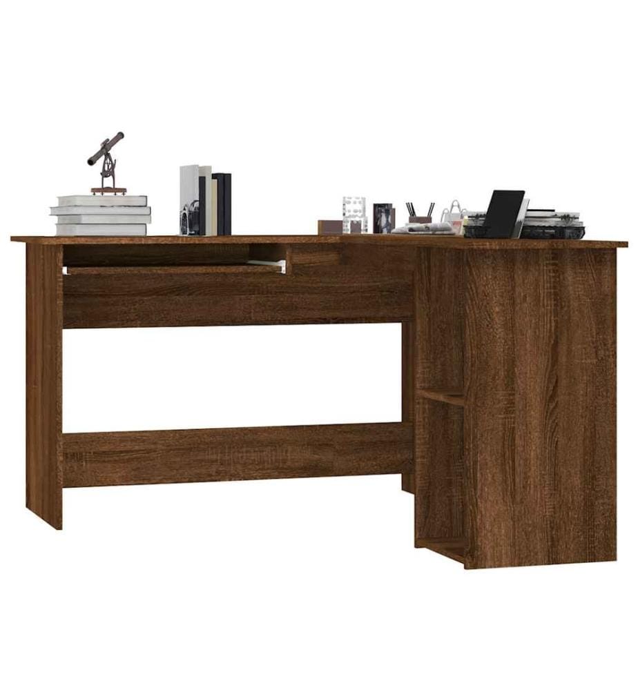 Bureau d'angle chêne marron 120x140x75 cm bois d'ingénierie