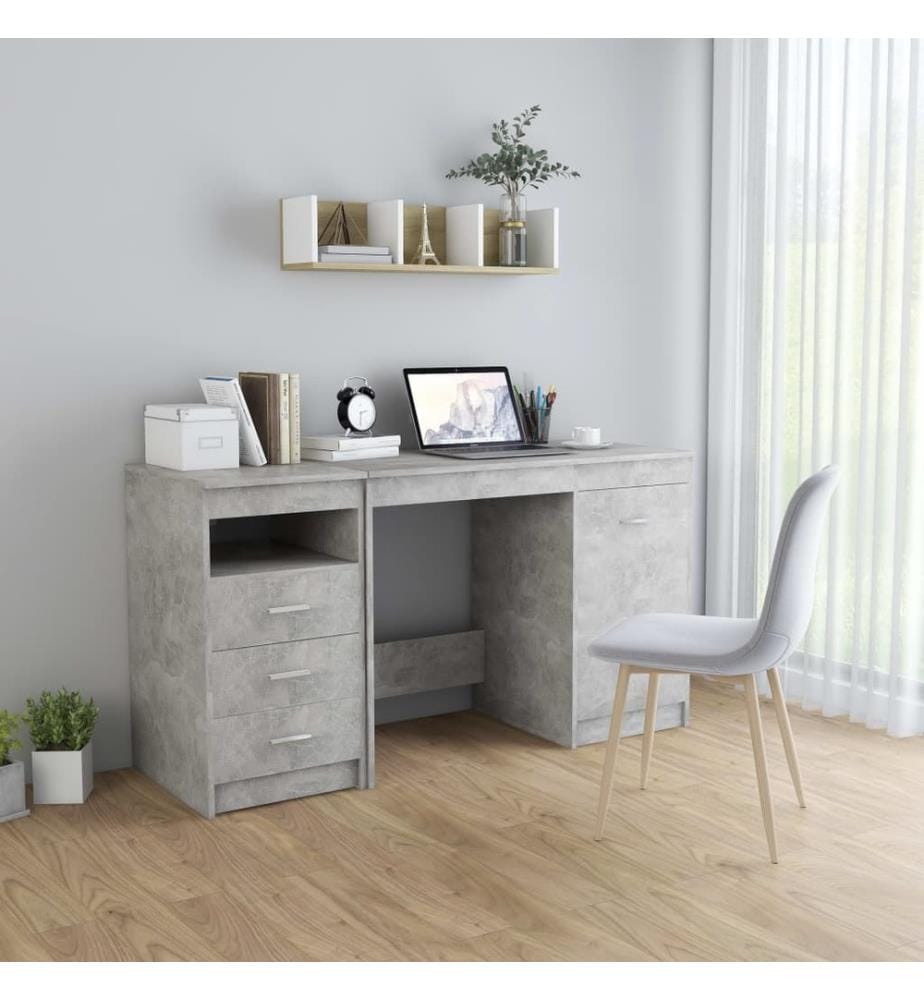 Bureau Gris béton 140x50x76 cm Bois d'ingénierie
