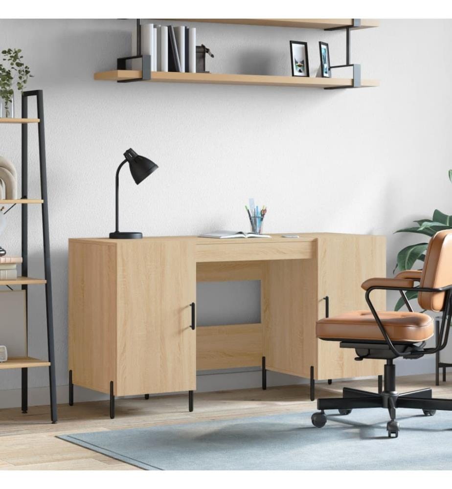 Bureau chêne sonoma 140x50x75 cm bois d'ingénierie