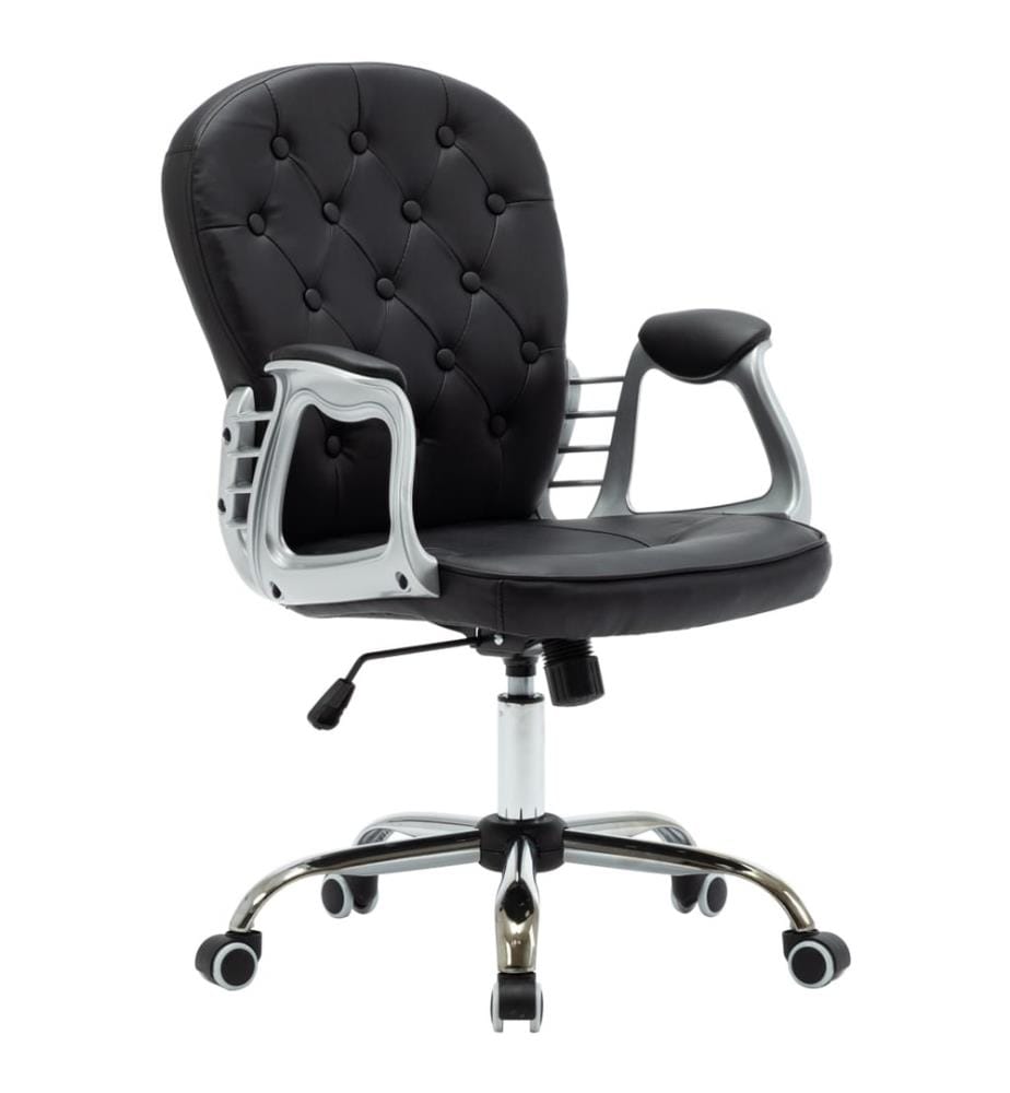 Chaise de bureau pivotante Noir Similicuir