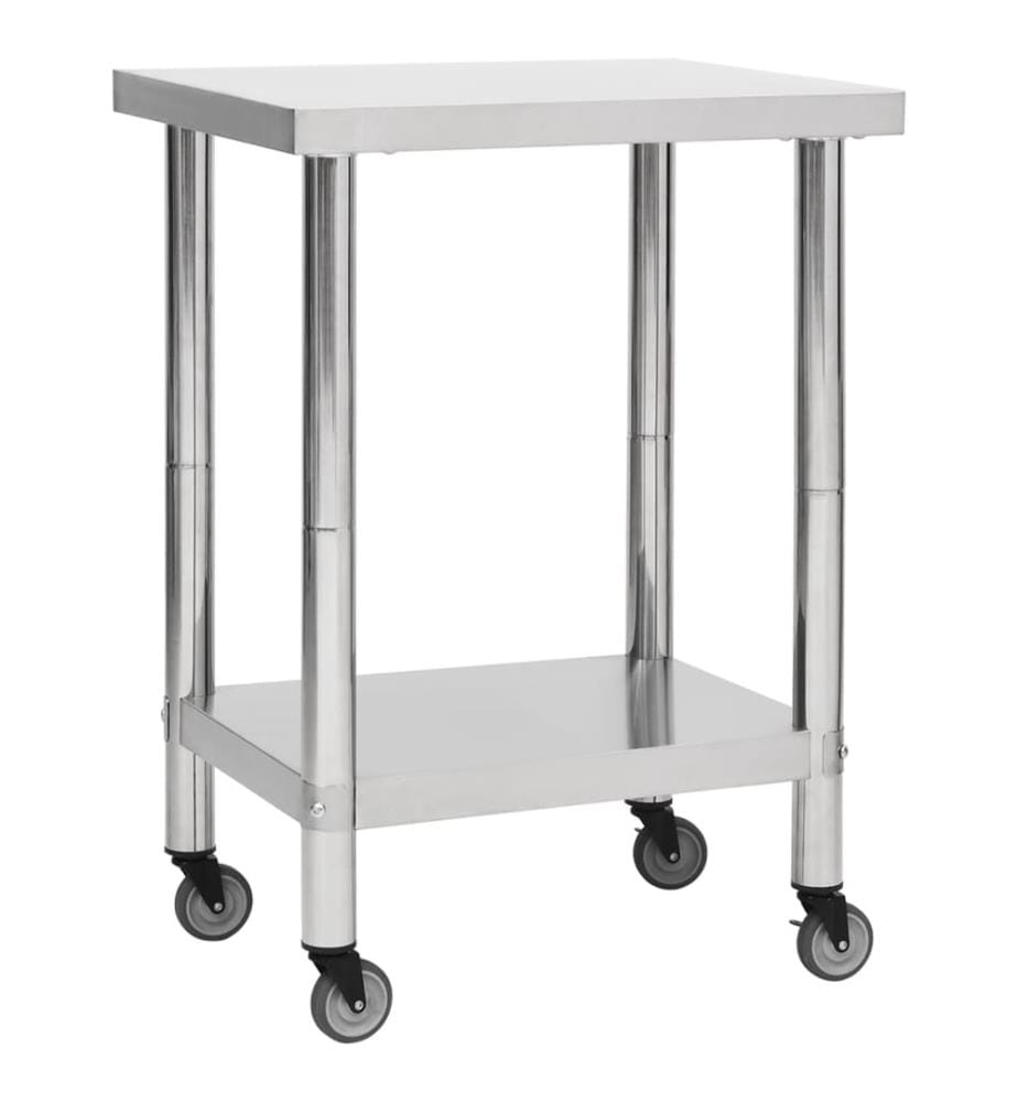 Table de travail de cuisine avec roues 60x45x85 cm Inox