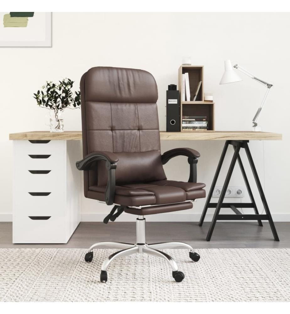 Bürostuhl mit Massagefunktion Braun Kunstleder