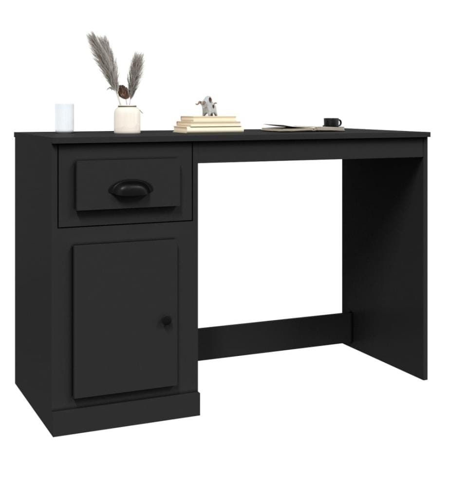 Bureau avec tiroir noir 115x50x75 cm bois d'ingénierie