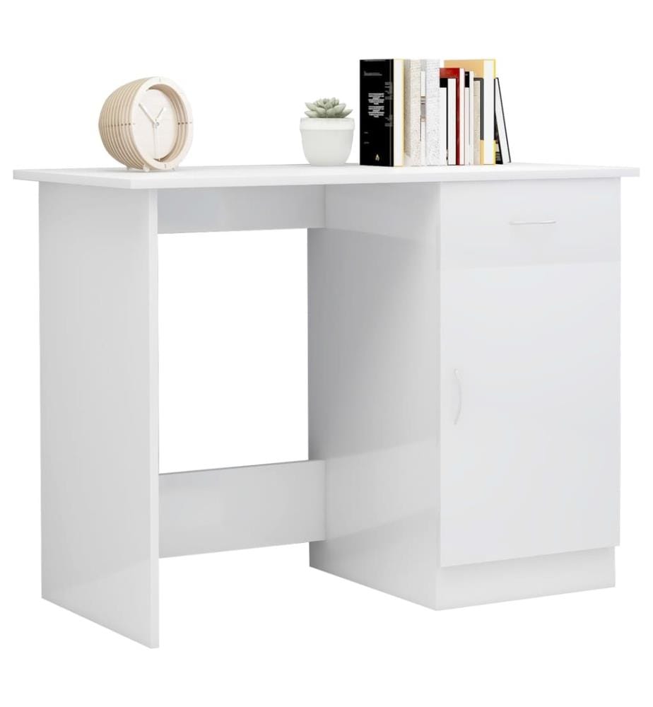 Bureau Blanc brillant 100x50x76 cm Bois d'ingénierie
