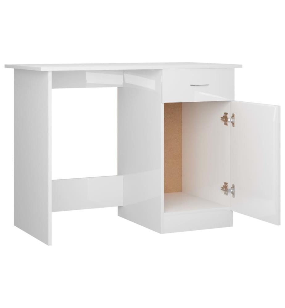 Bureau Blanc brillant 100x50x76 cm Bois d'ingénierie
