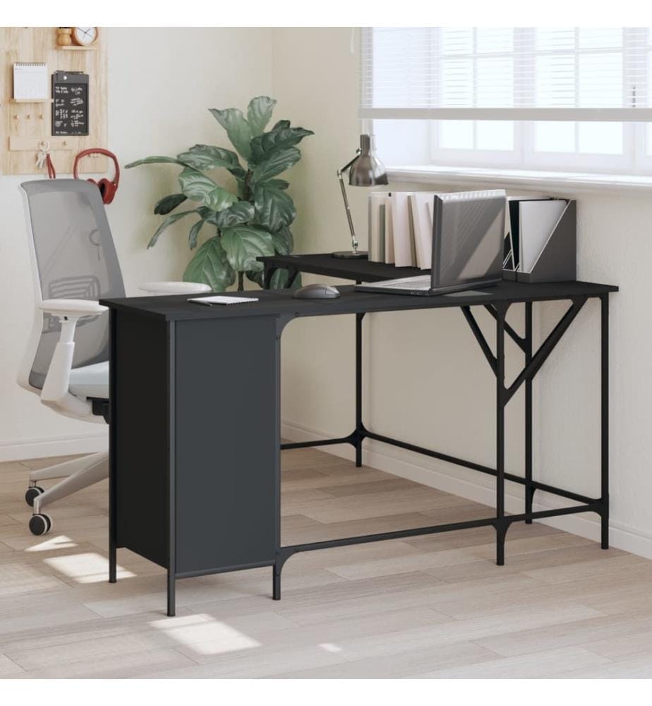 Bureau noir 141x141x75 cm bois d'ingénierie