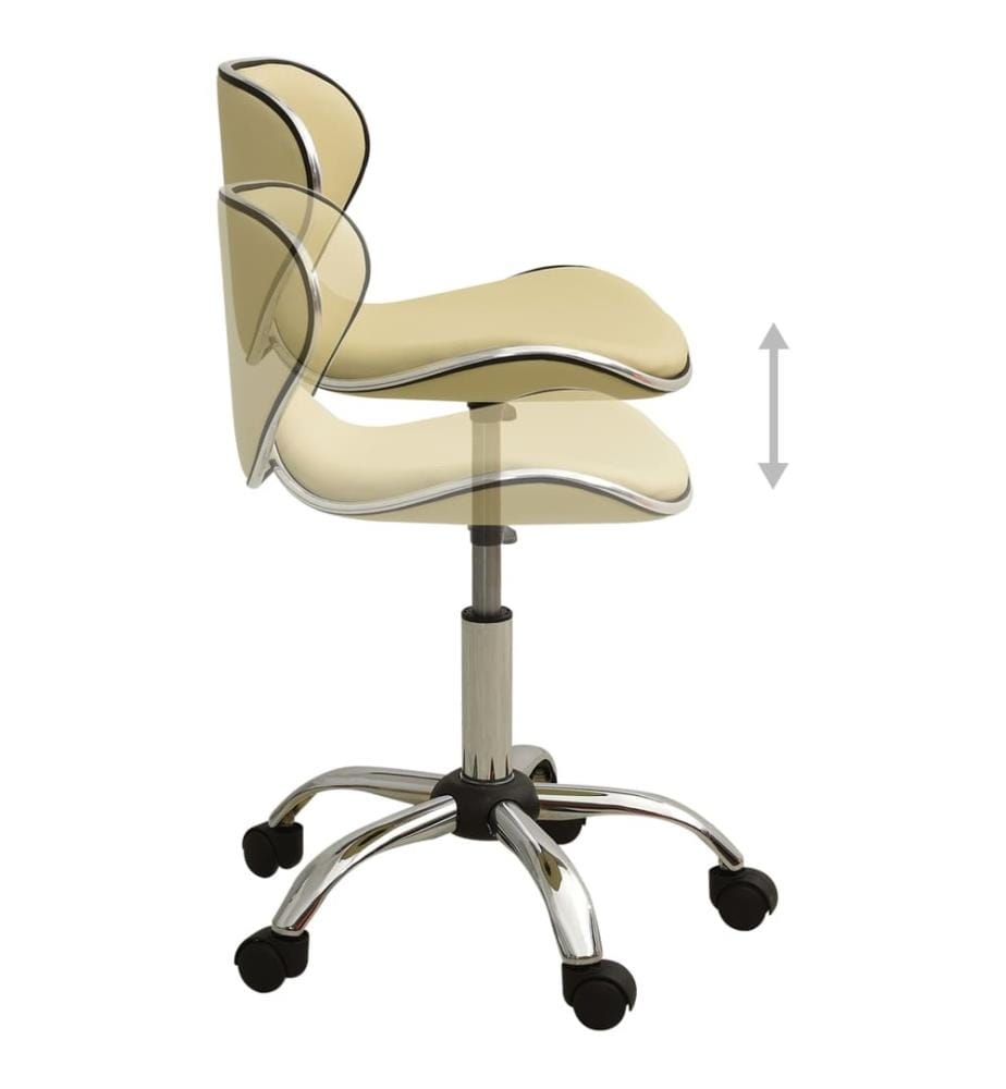 Friseur Rollhocker Creme Kunstleder