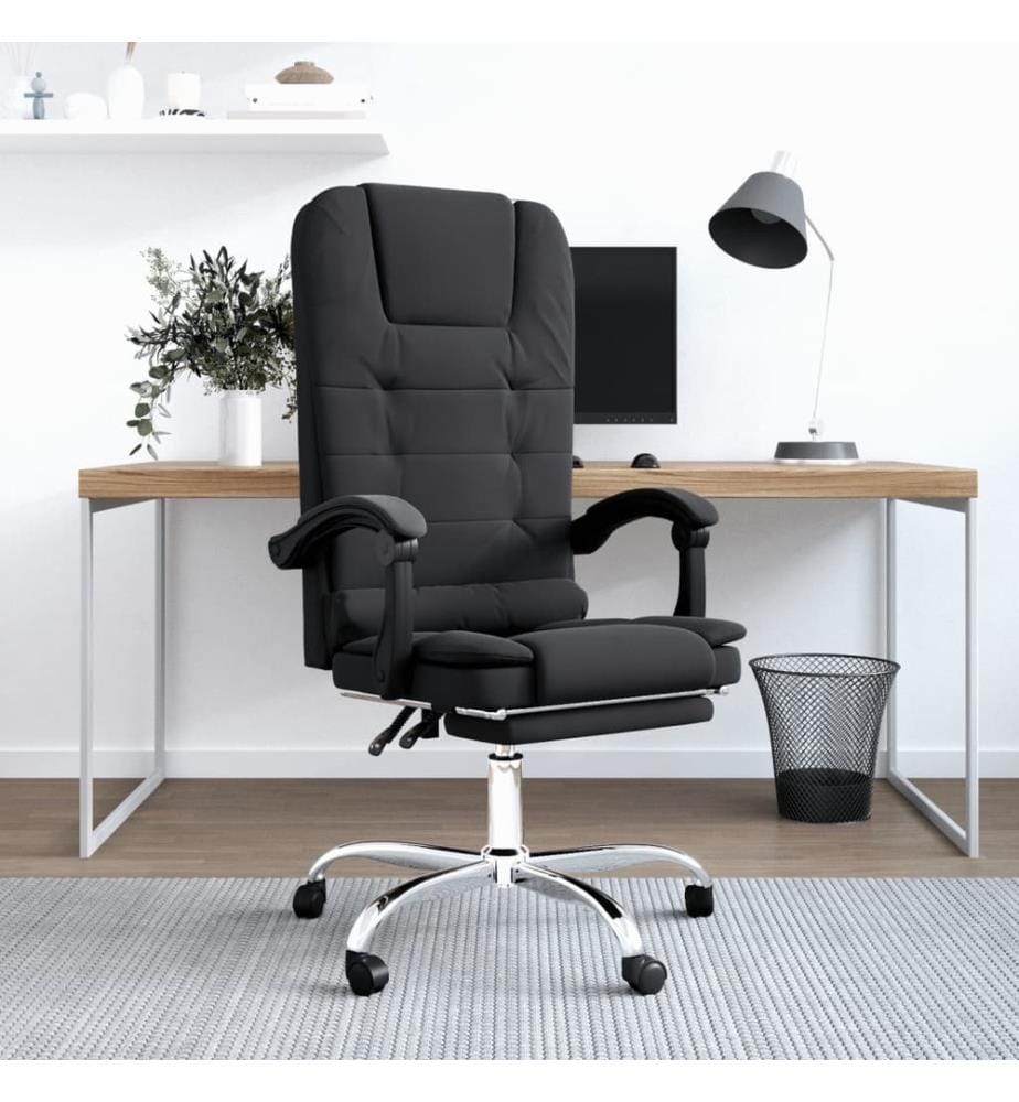 Fauteuil de massage inclinable de bureau Noir Similicuir