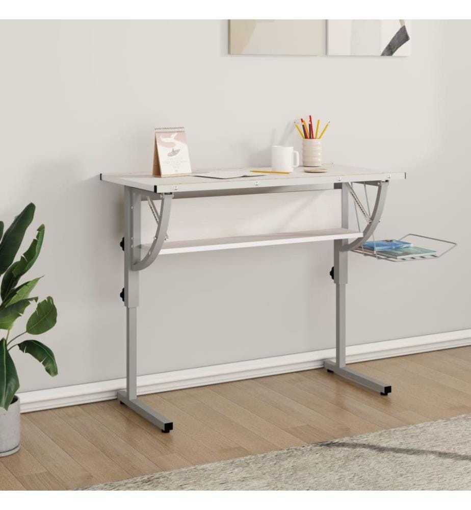 Bureau d'artisanat blanc et gris 110x53x(58-87) cm