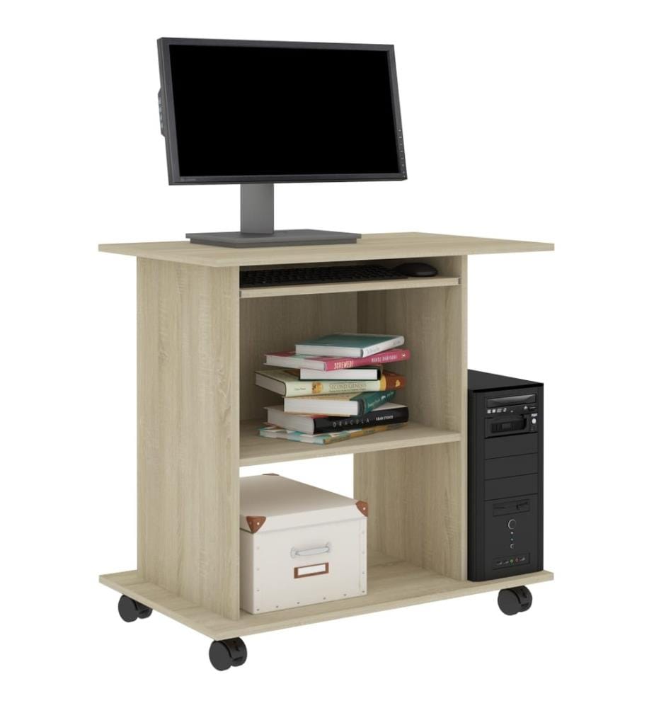 Bureau d'ordinateur Chêne sonoma 80x50x75 cm Bois d'ingénierie