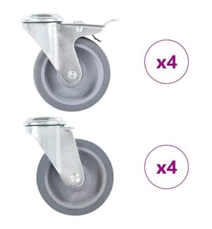 8 pcs Roulettes pivotantes à trou de boulon 100 mm