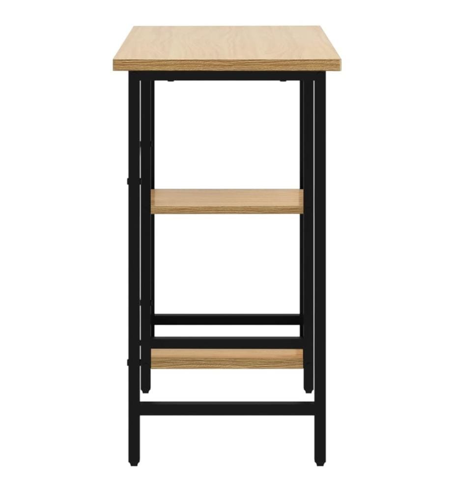 Computertisch Schwarz und Eiche Hell 80x40x72 cm MDF und Metall