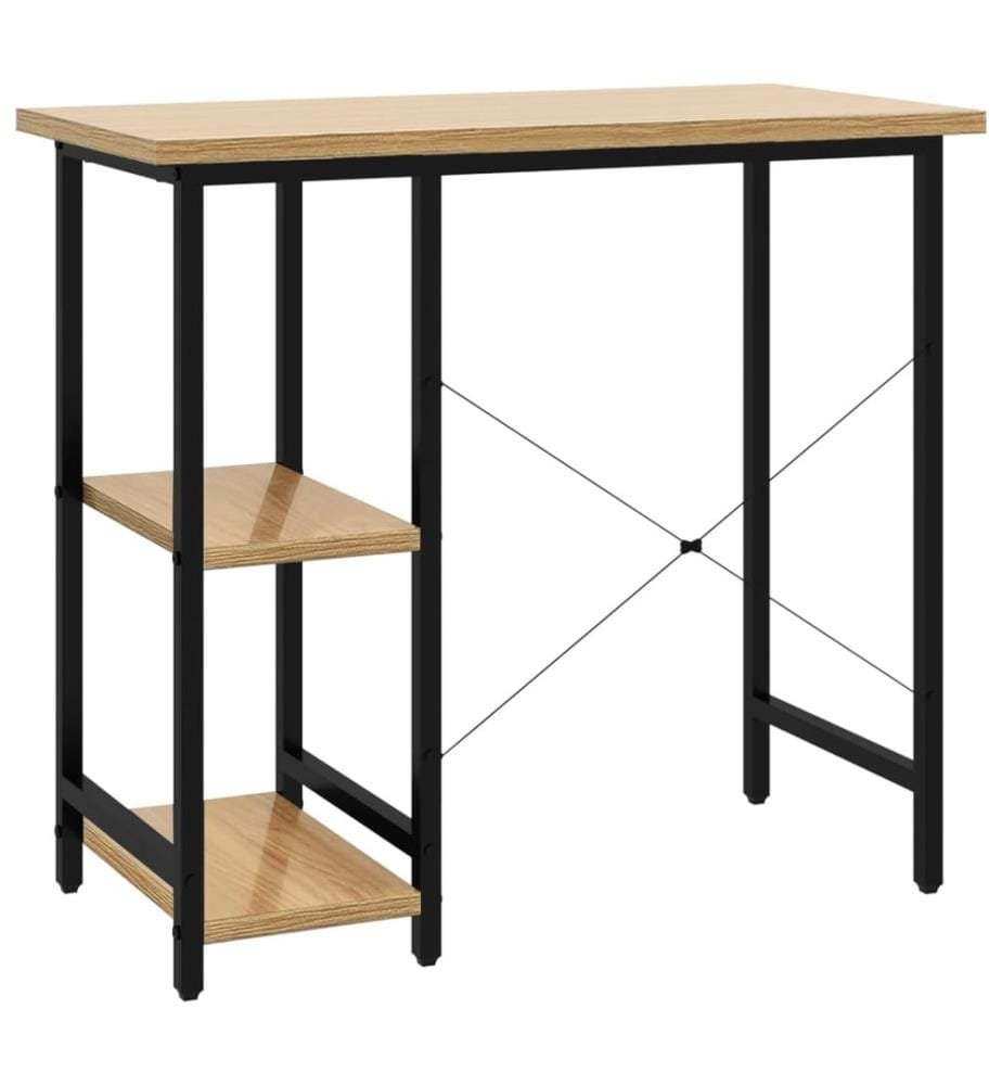 Computertisch Schwarz und Eiche Hell 80x40x72 cm MDF und Metall