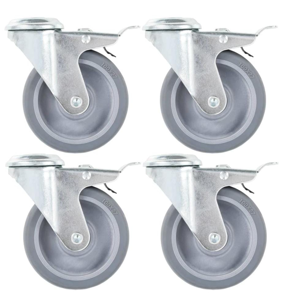 Lenkrollen mit Bolzenloch und Doppelbremsen 4 Stk. 100 mm
