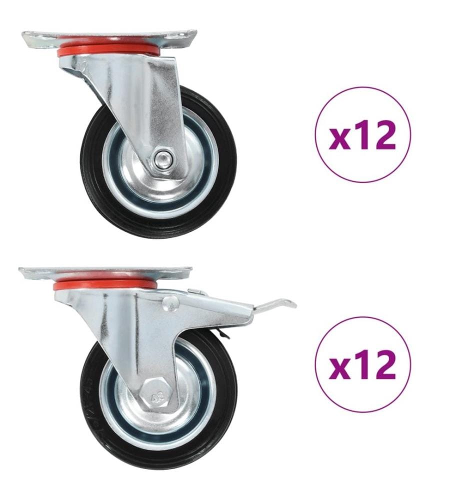 24 Stk. Lenkrollen 75 mm