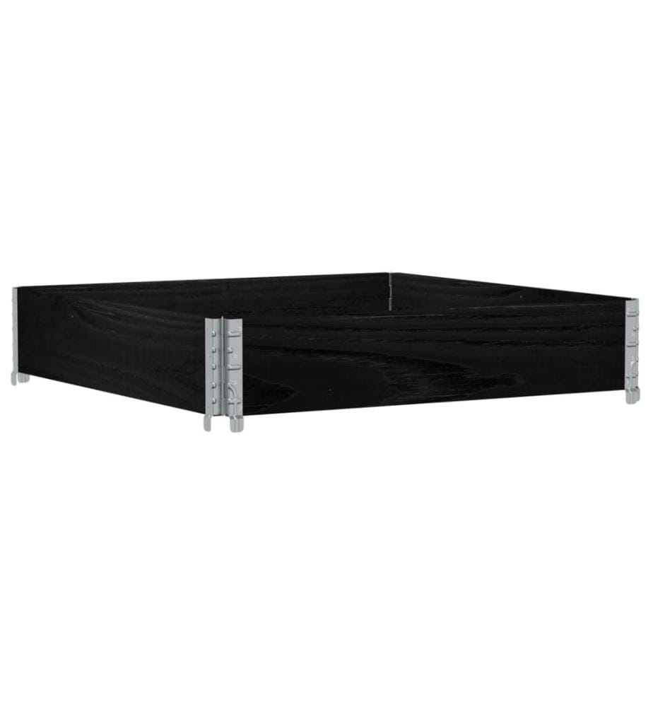 Collier de palette noir 100x100 cm bois de pin solide
