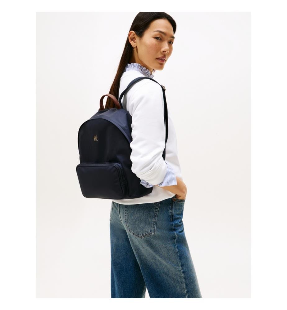 Zaino arrotondato con placca monogramma TH - Navy
