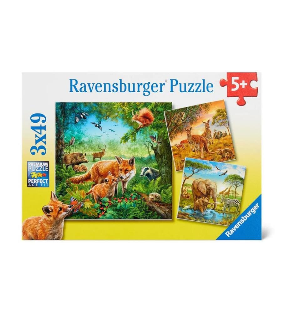Les animaux du monde 3 x 49 Pièces - 5+