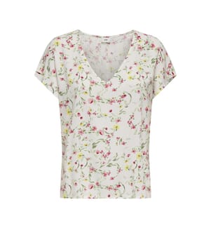 Bluse mit Rundhalsausschnitt – Cremeweiss