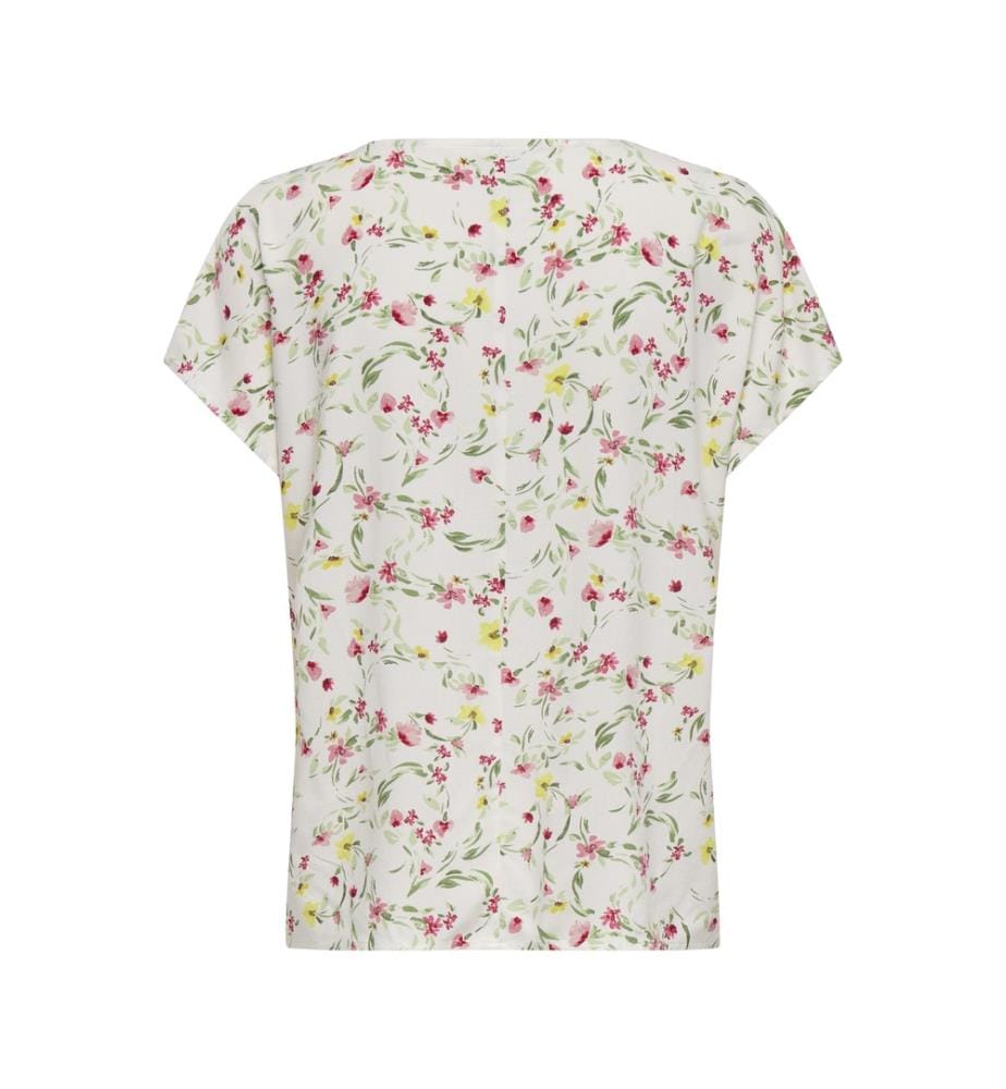 Bluse mit Rundhalsausschnitt – Cremeweiss
