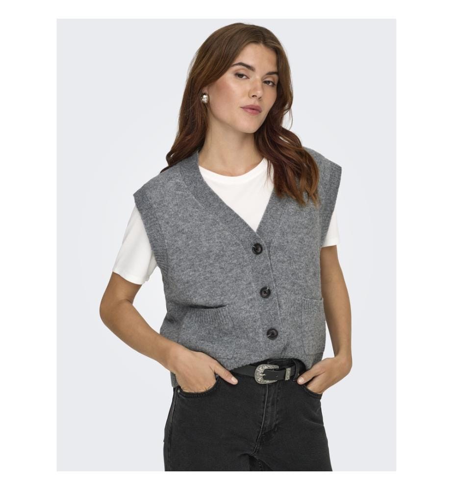 Strickjacke - Mittelgrau Melange