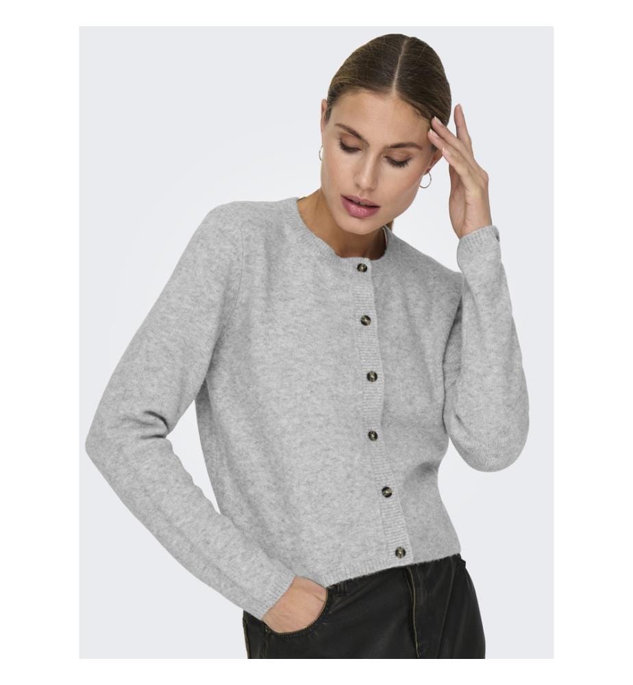 Strickjacke mit langen Ärmeln - Light Grey Melange