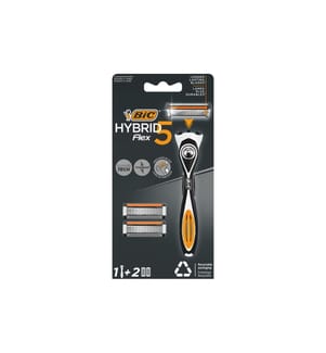 BIC - Herrenrasierer Hybrid 5 Flex 1 Rasierer, 2 Klingen