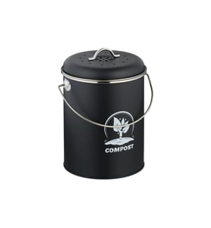 RELAXDAYS - Komposteimer mit Geruchsfilter 5.5 l, Schwarz/Silber