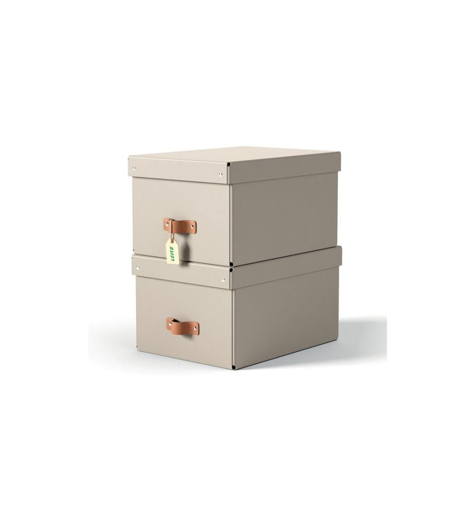 LEITZ - Boîte d'archives Puro moyenne avec couvercle à charnière, 2 pièces, Sabler