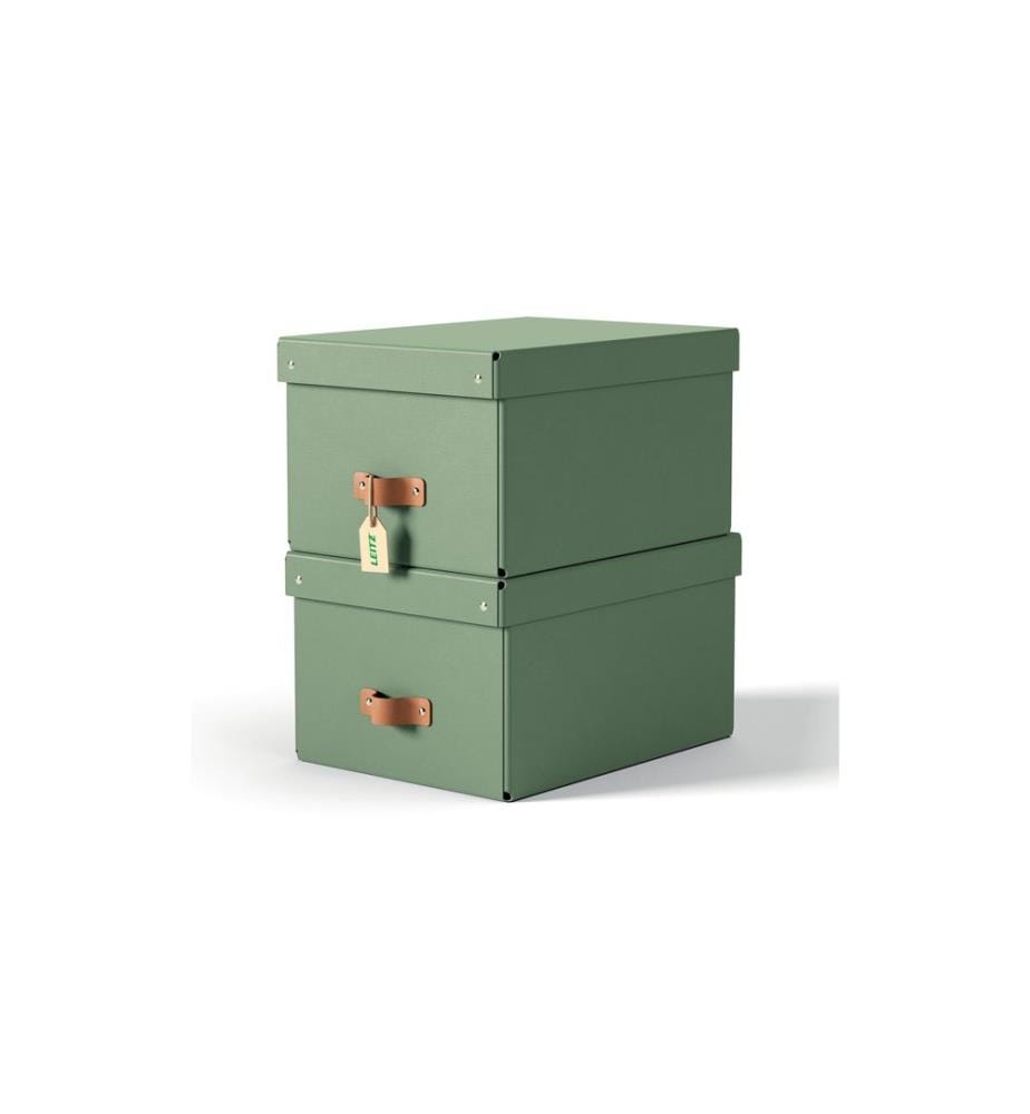 LEITZ - Arrchivbox Puro mittel mit Klappdeckel, 2 Stück, Hellgrün