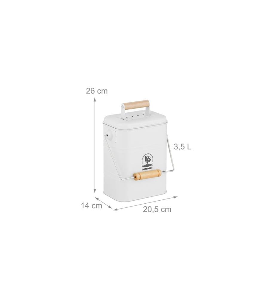 RELAXDAYS - Komposteimer 3.5 l, Hellbraun/Weiss