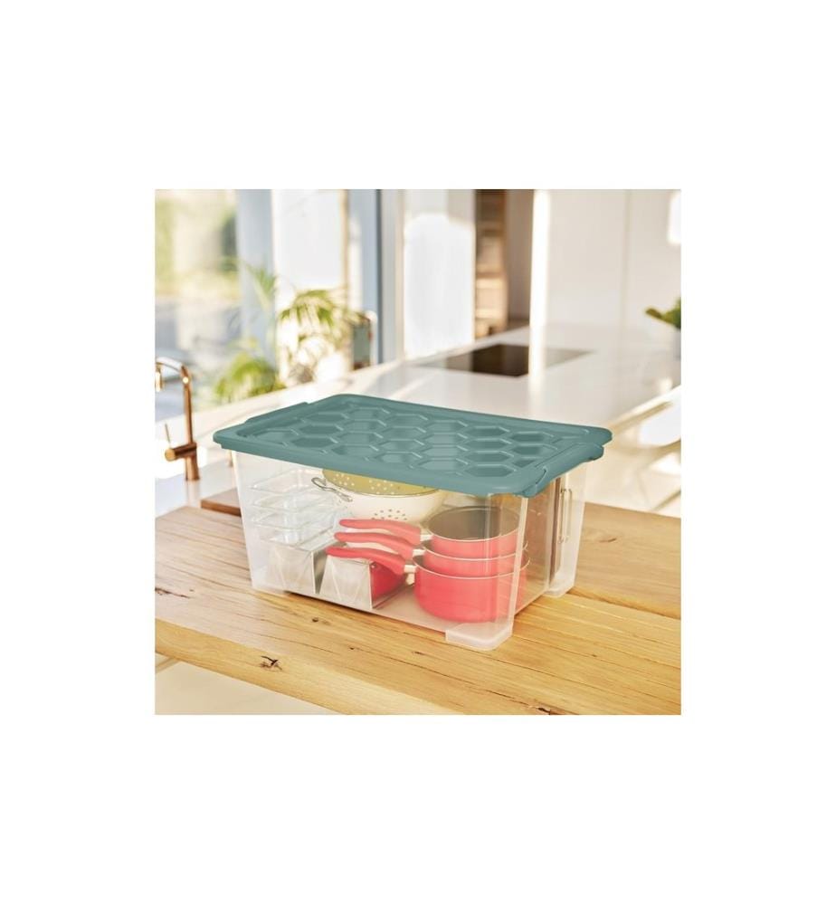 ROTHO - Boîte de rangement Evo Safe 44 l, Vert/Transparent