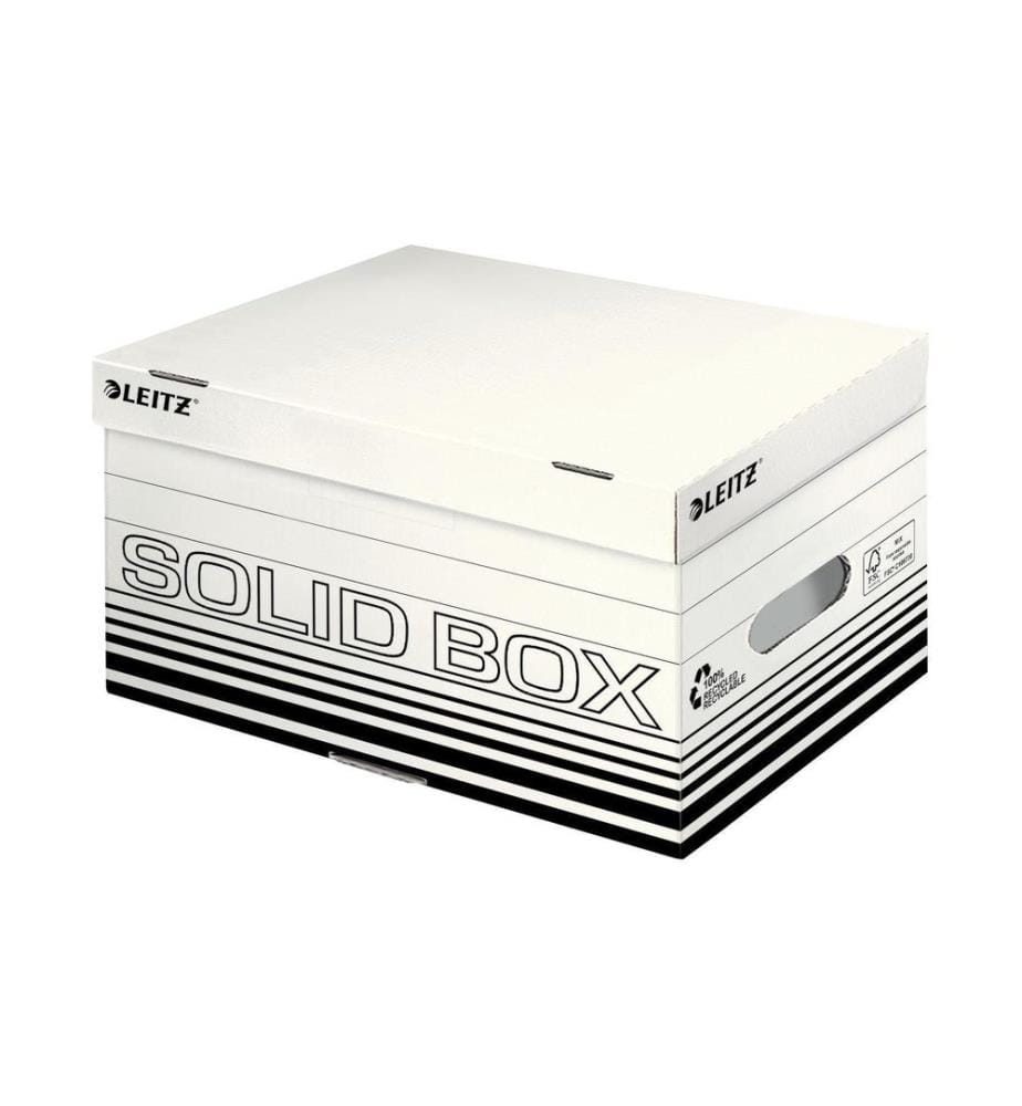 LEITZ - Boîte d'archivage Solid Box S Couvercle à charnière, 10 pièces, noir