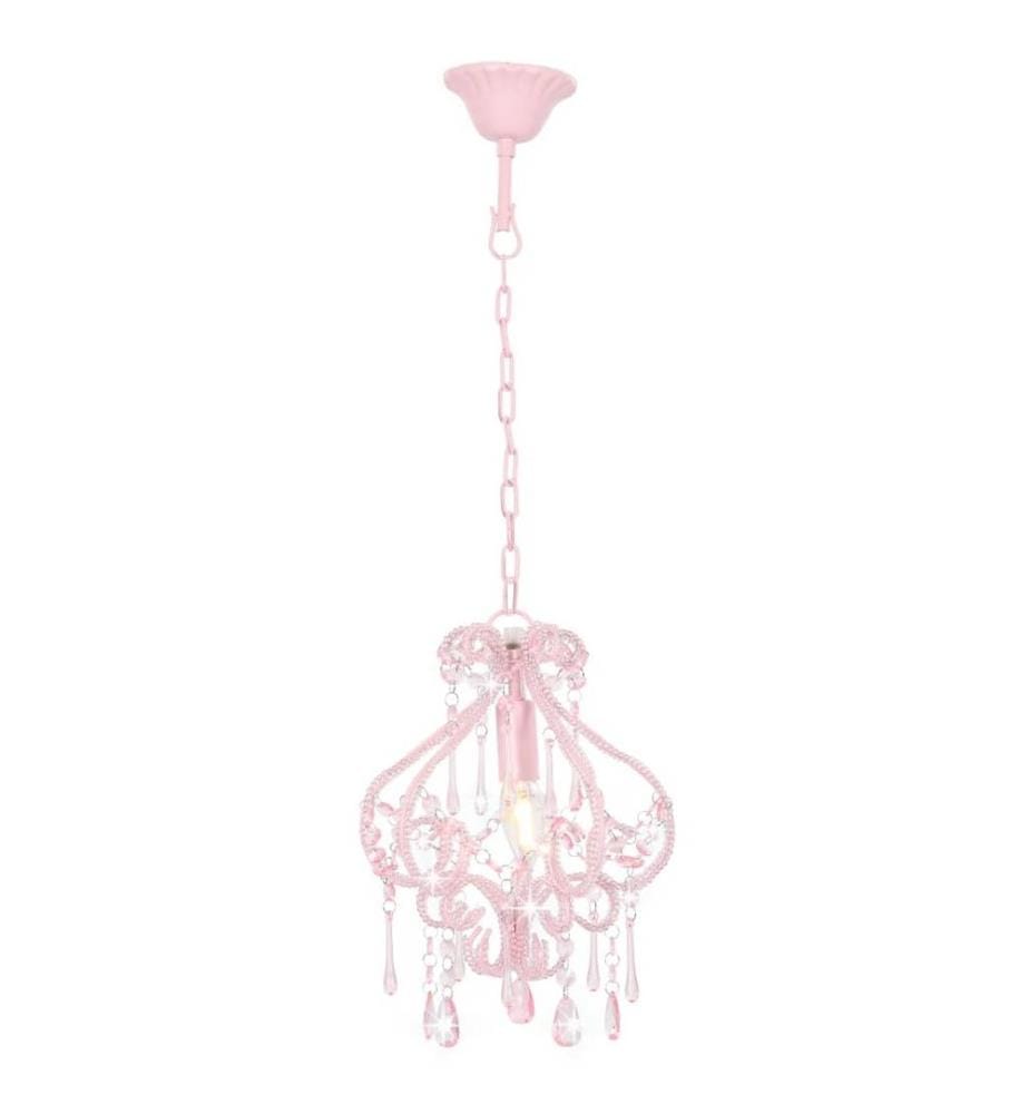 Plafonnier avec perles Rose Rond E14