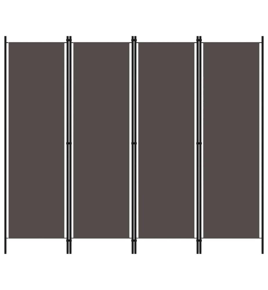 Cloison de séparation 4 panneaux Anthracite 200x180 cm