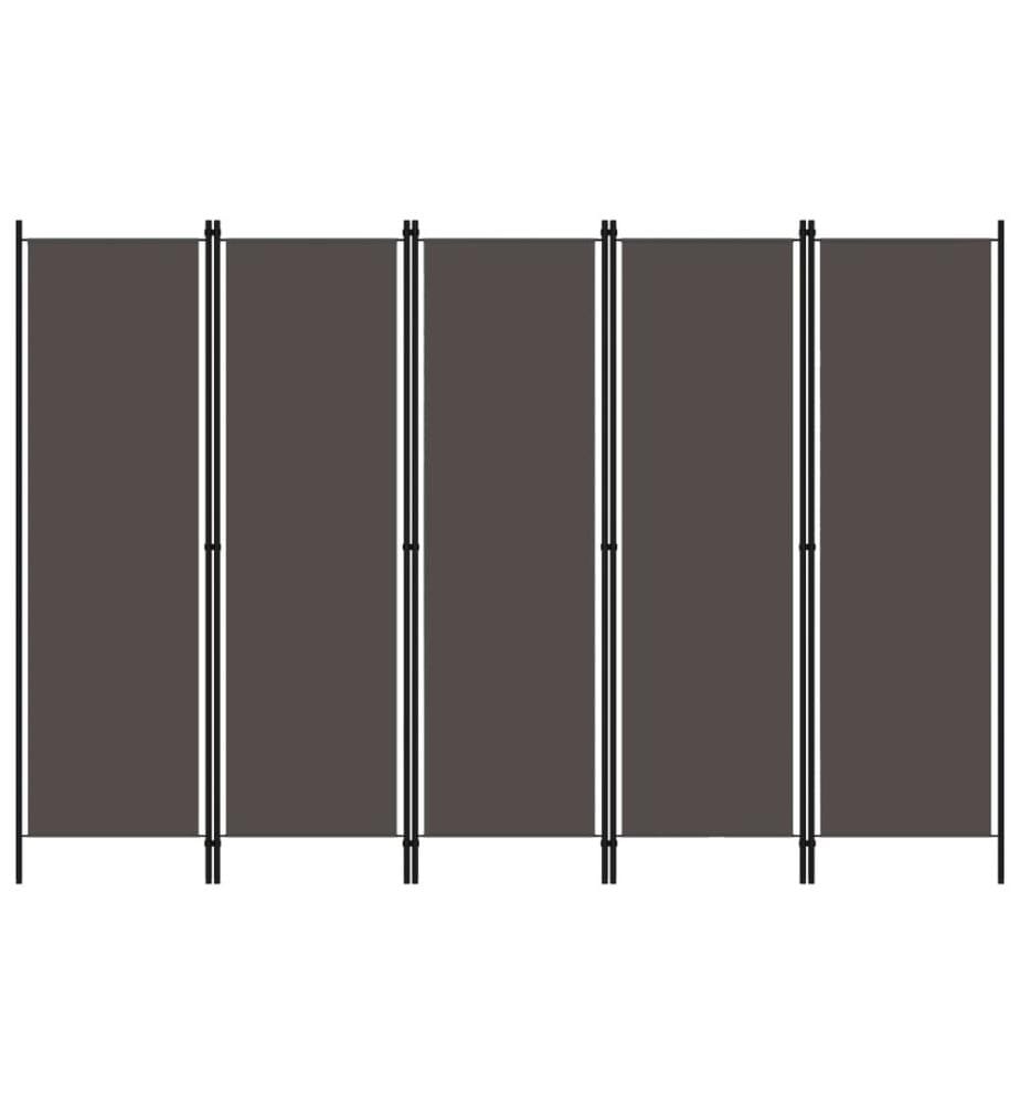 Cloison de séparation 5 panneaux Anthtracite 250x180 cm